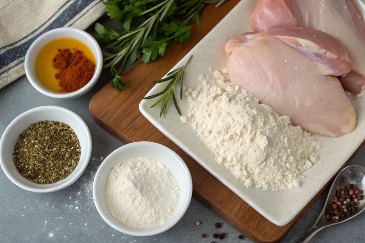 Raw ingredients to make burger king chicken nuggets.