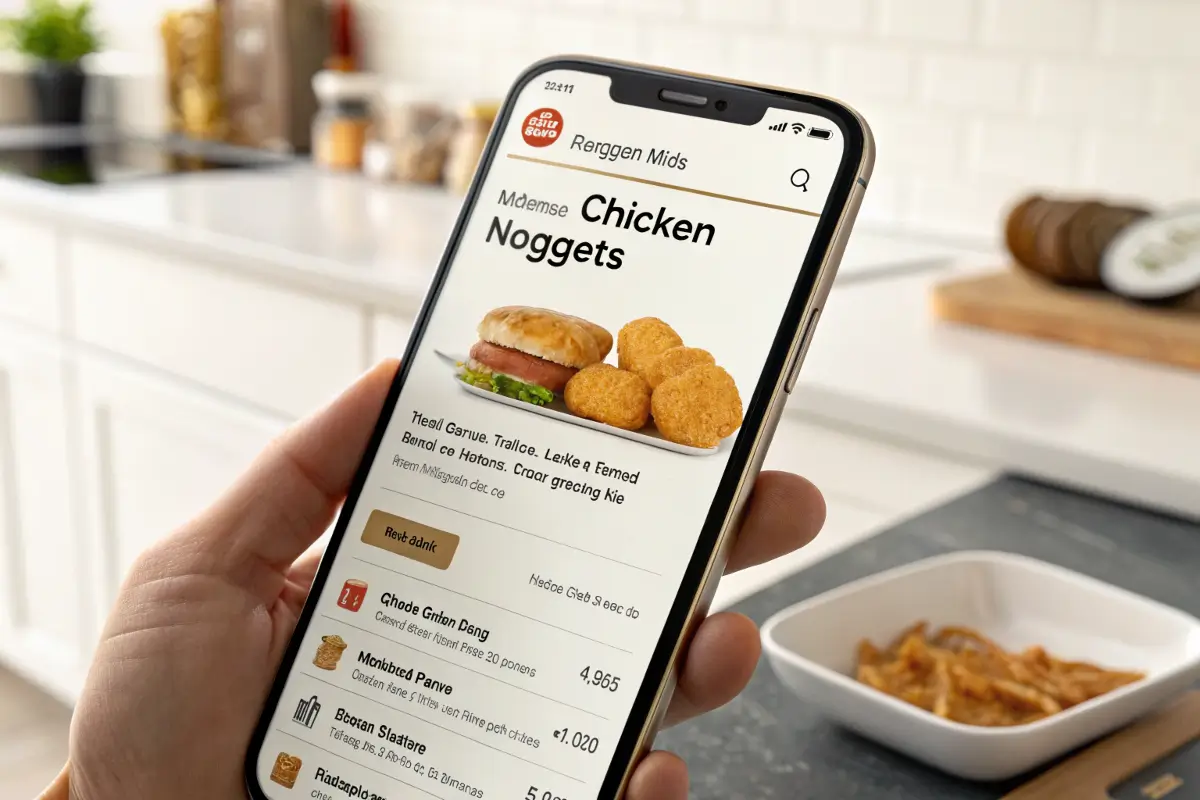 Close-up of nutritional information for Burger King chicken nuggets.