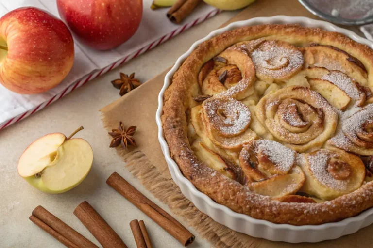 A delicious freshly baked cinnamon roll apple pie