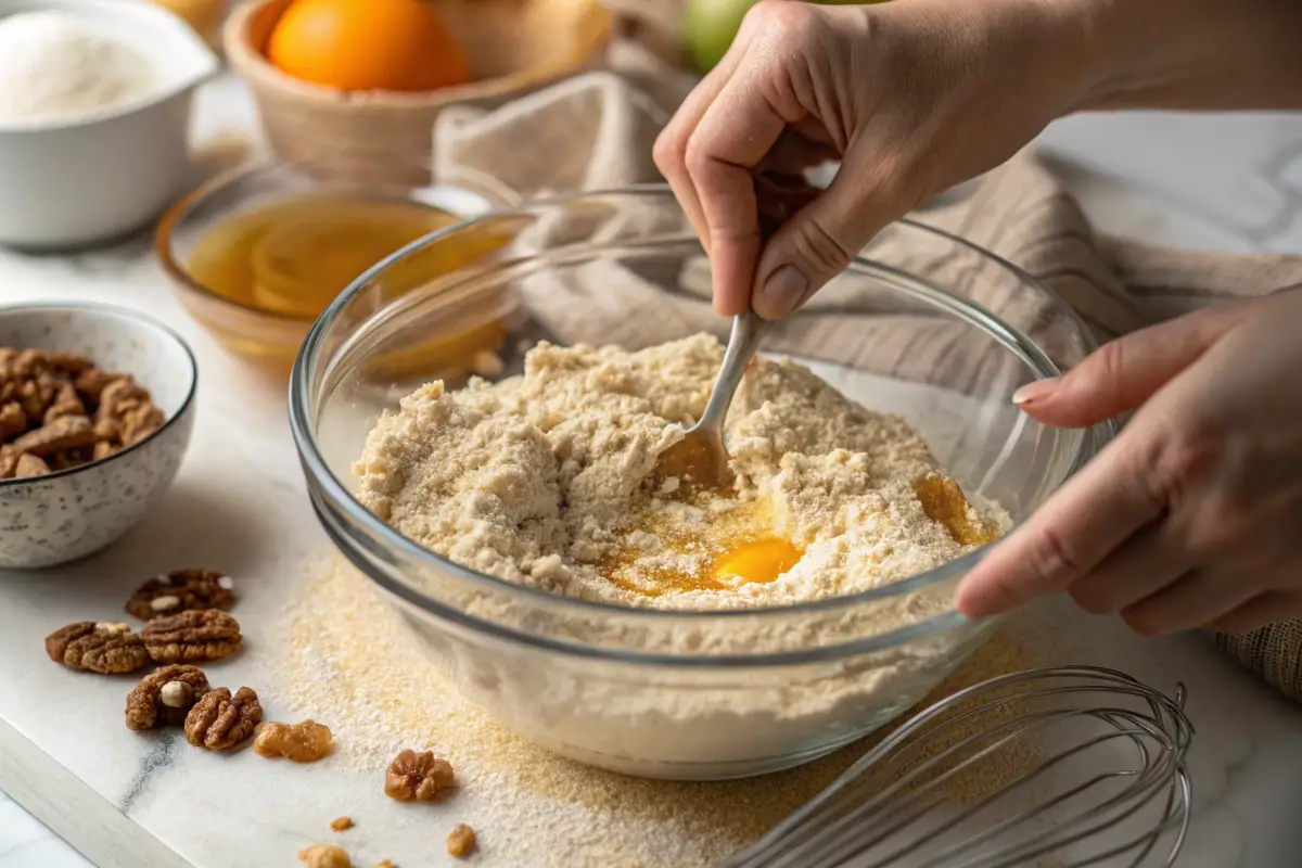 Mixing oatmeal cake batter