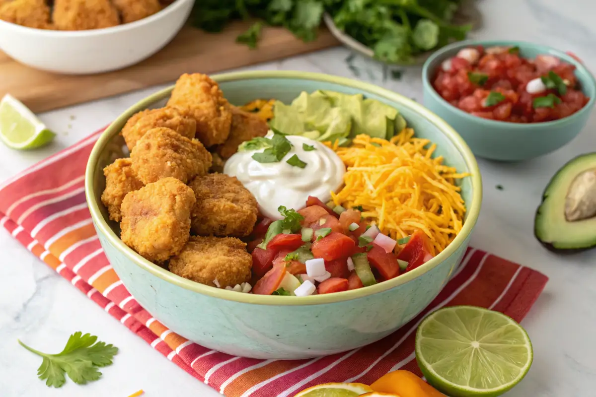 Homemade Chicken Nugget Bowl inspired by Taco Bell