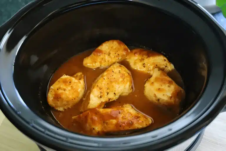 Chicken Crock Pot with sauce.