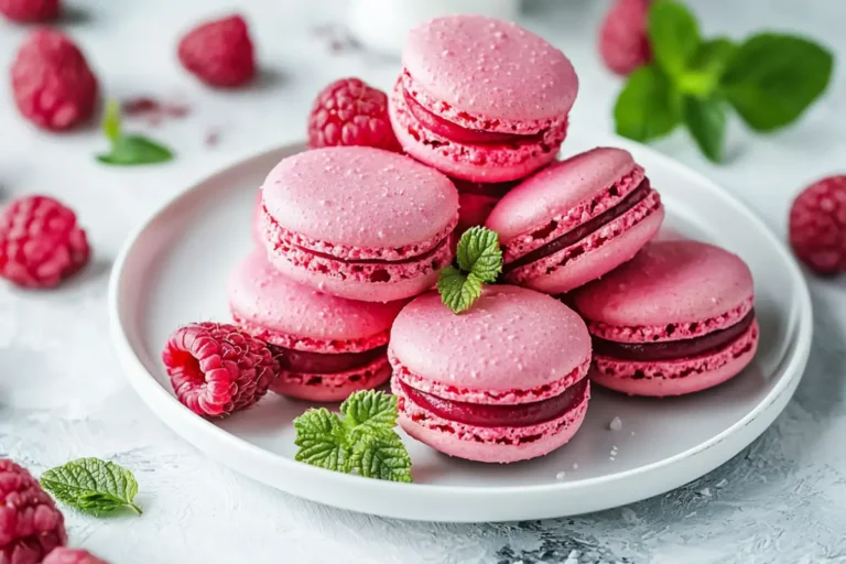 Elegant Raspberry Macarons, a creative choice for Valentine’s Day desserts.