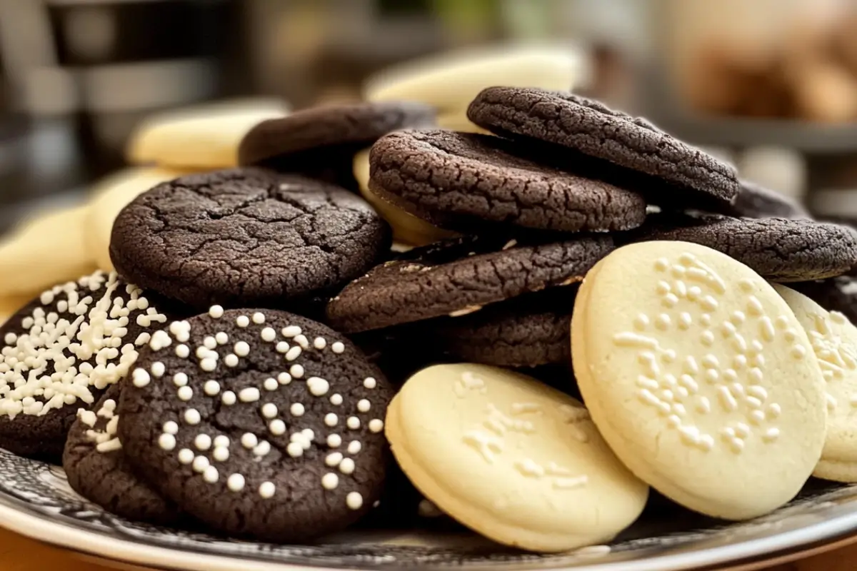 Delicious Black and White Sliced Desserts: Classic Cookies