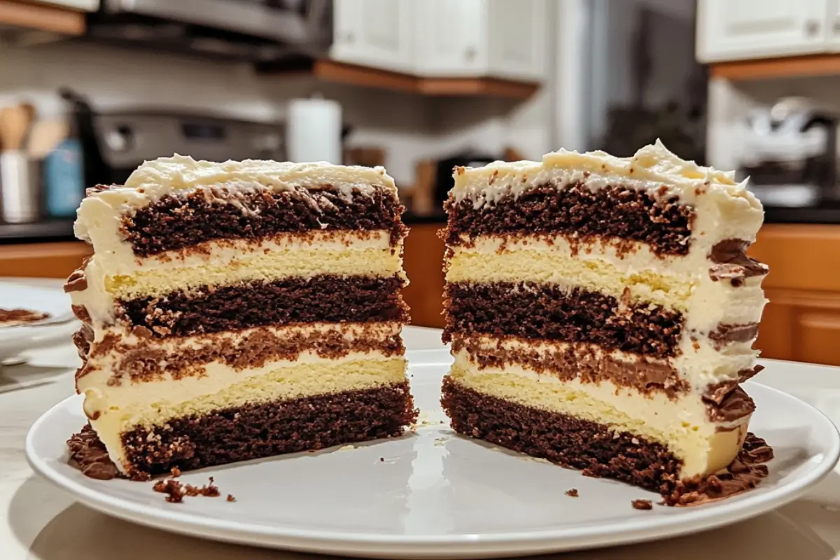 Tempting Black and White Sliced Desserts: Layer Cake