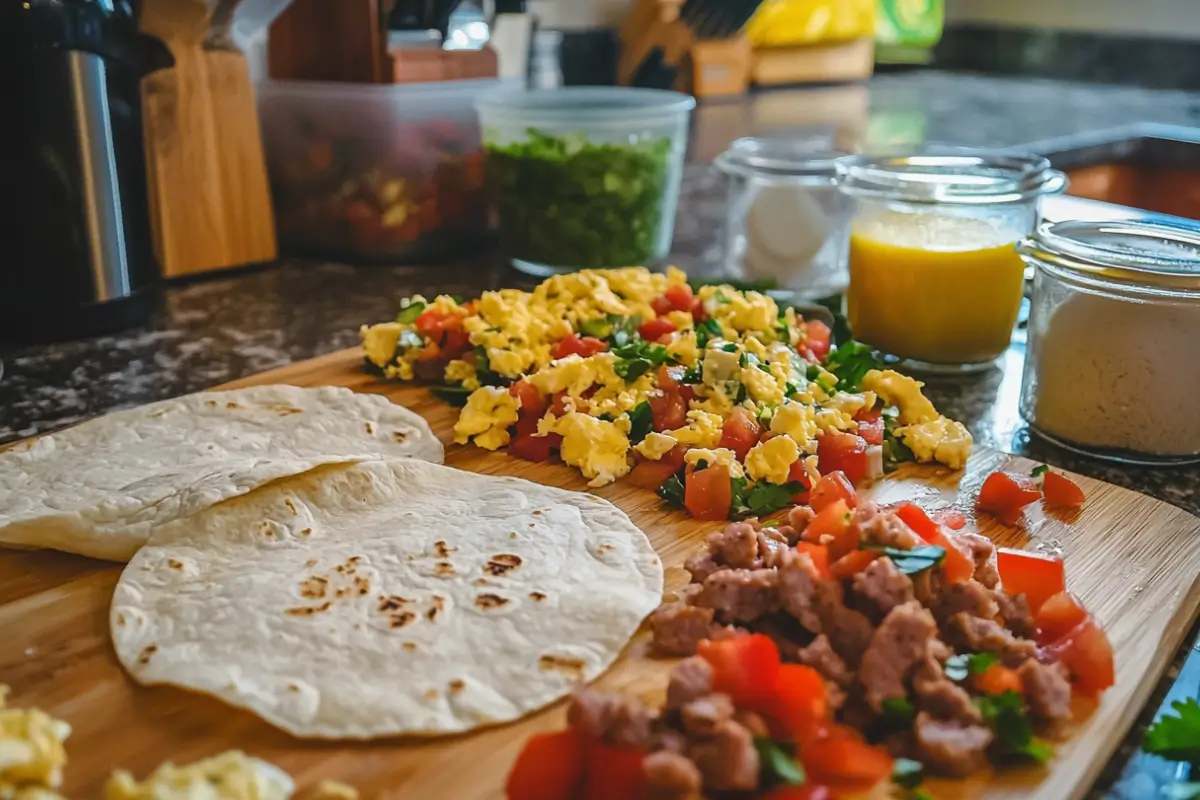 Ingredients for the best ever breakfast burrito