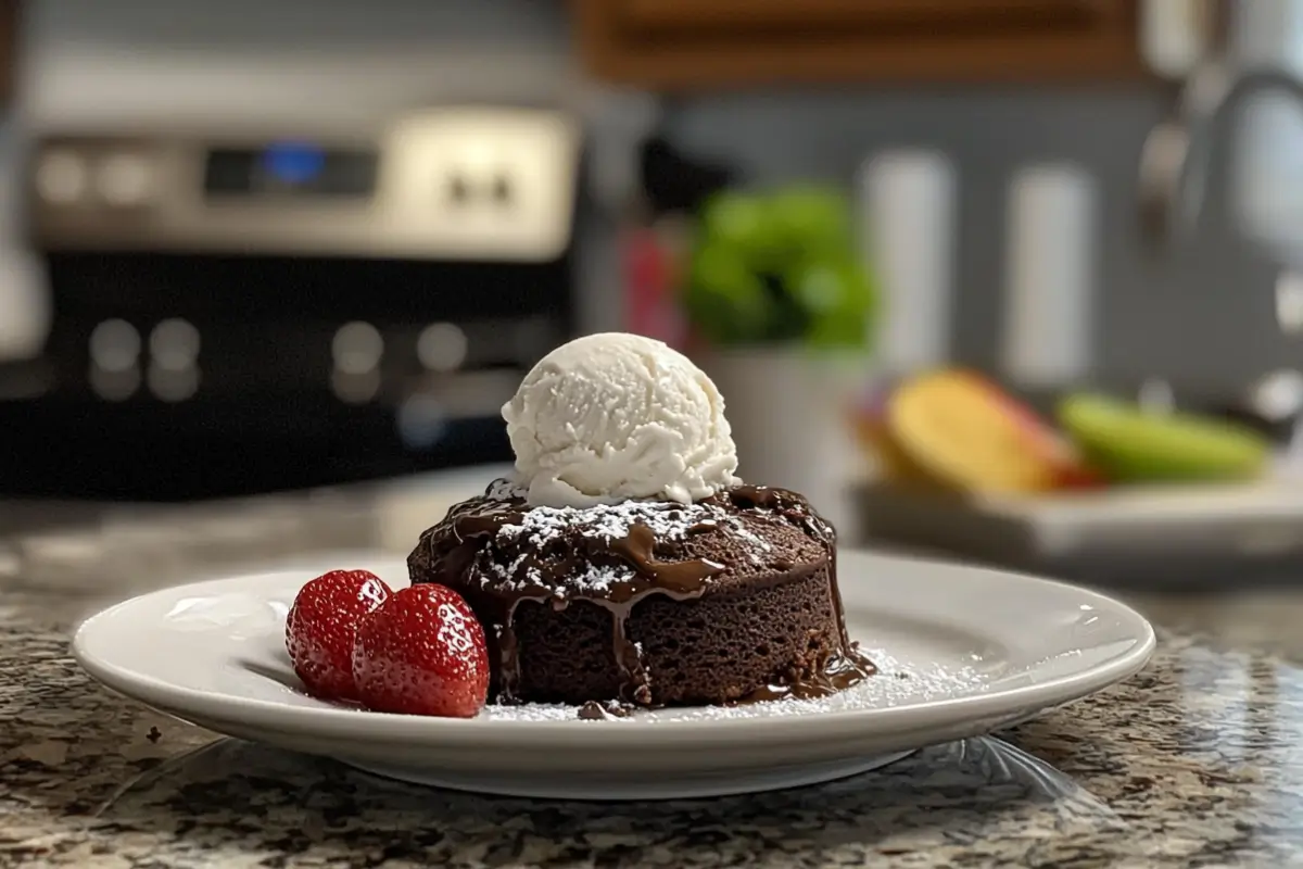 Decadent Chocolate Lava Cake dessert idea for a romantic dinner.