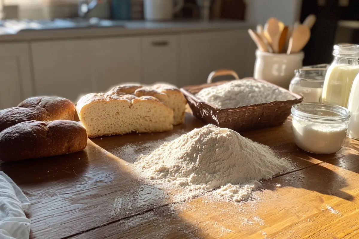 Ingredients for Grandma's Irish Soda Bread: flour, baking soda, salt, and buttermilk.