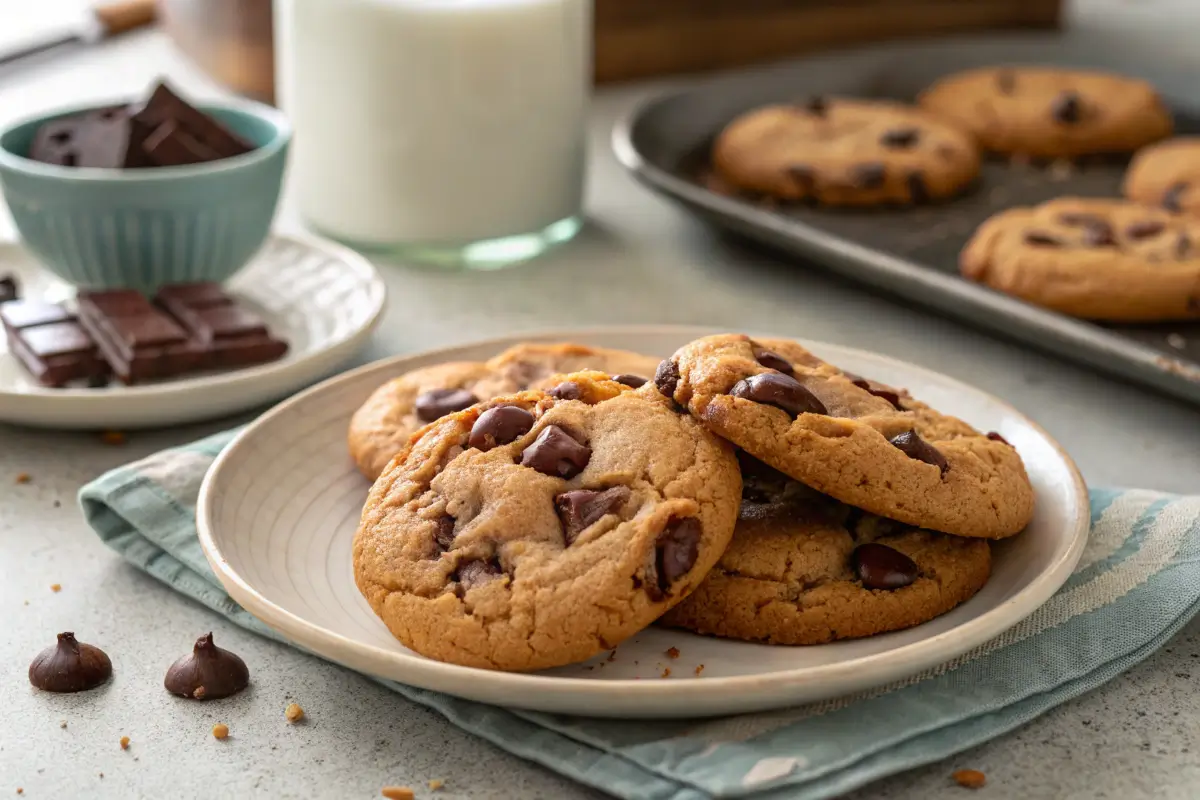 Warm and gooey chocolate chip cookies, a classic Mother's Day Desserts.