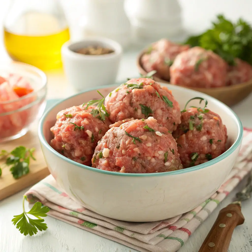 Spooky meatballs for Halloween mixture ingredients