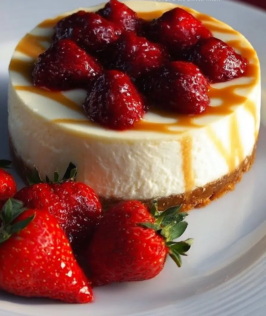 Delicious homemade cheesecake topped with fresh berries