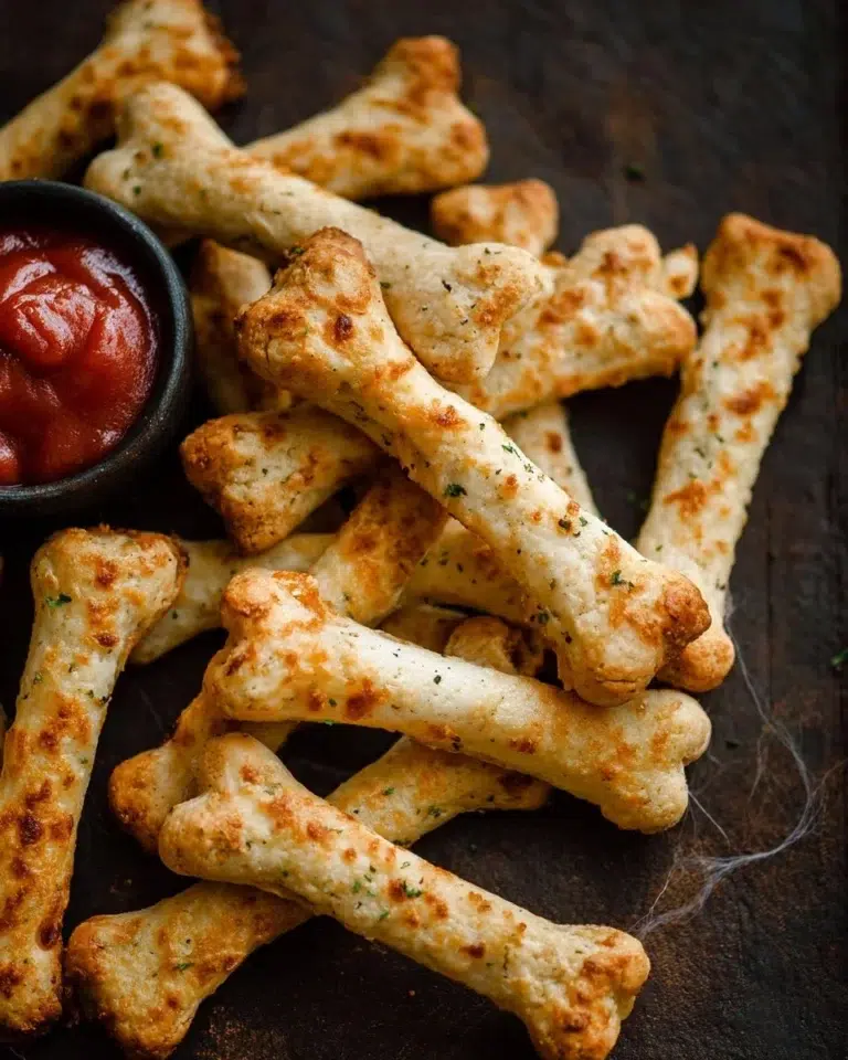 Delicious Cheesy Breadstick Bones served on a platter