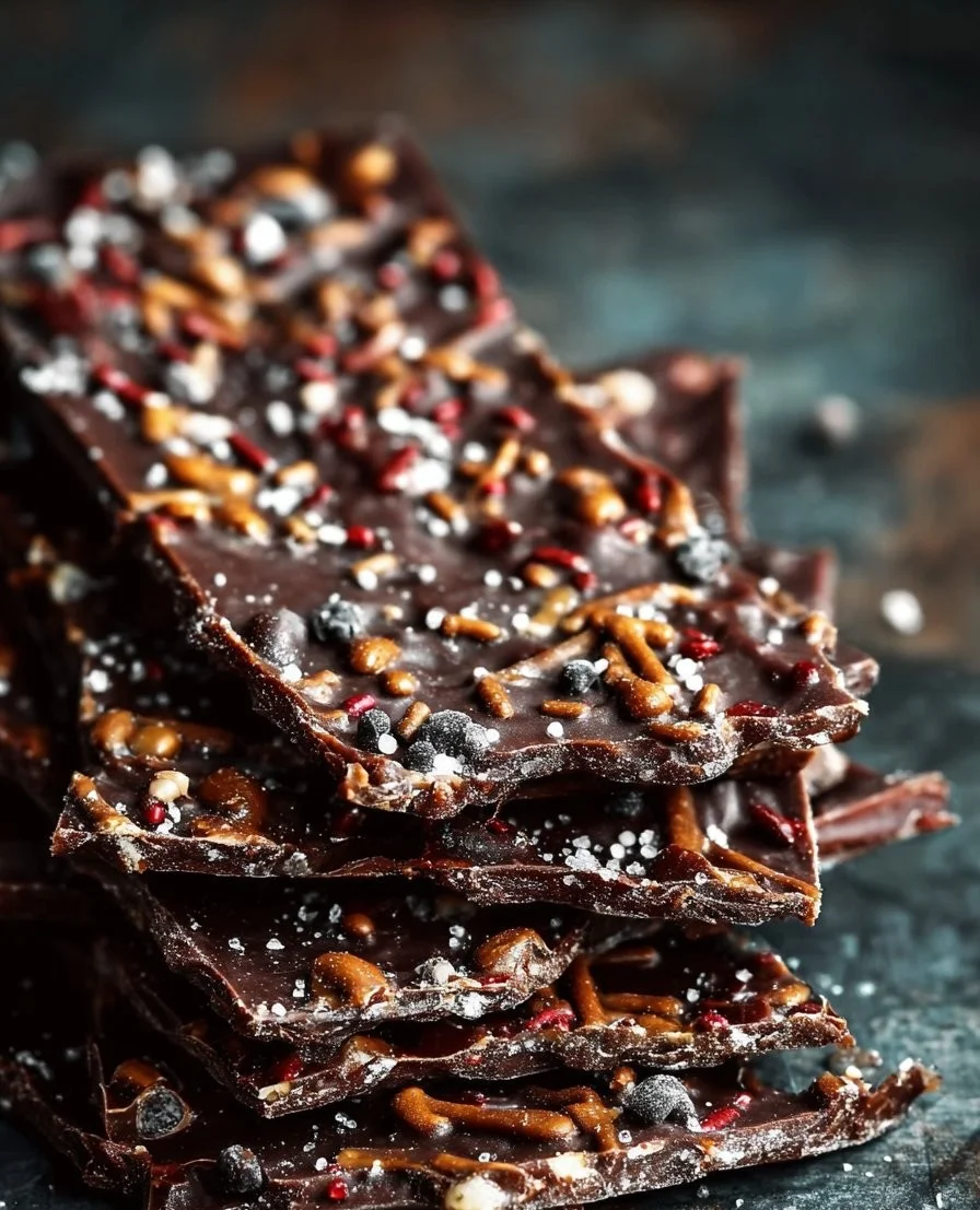 Delicious homemade Reindeer Bark decorated with festive toppings