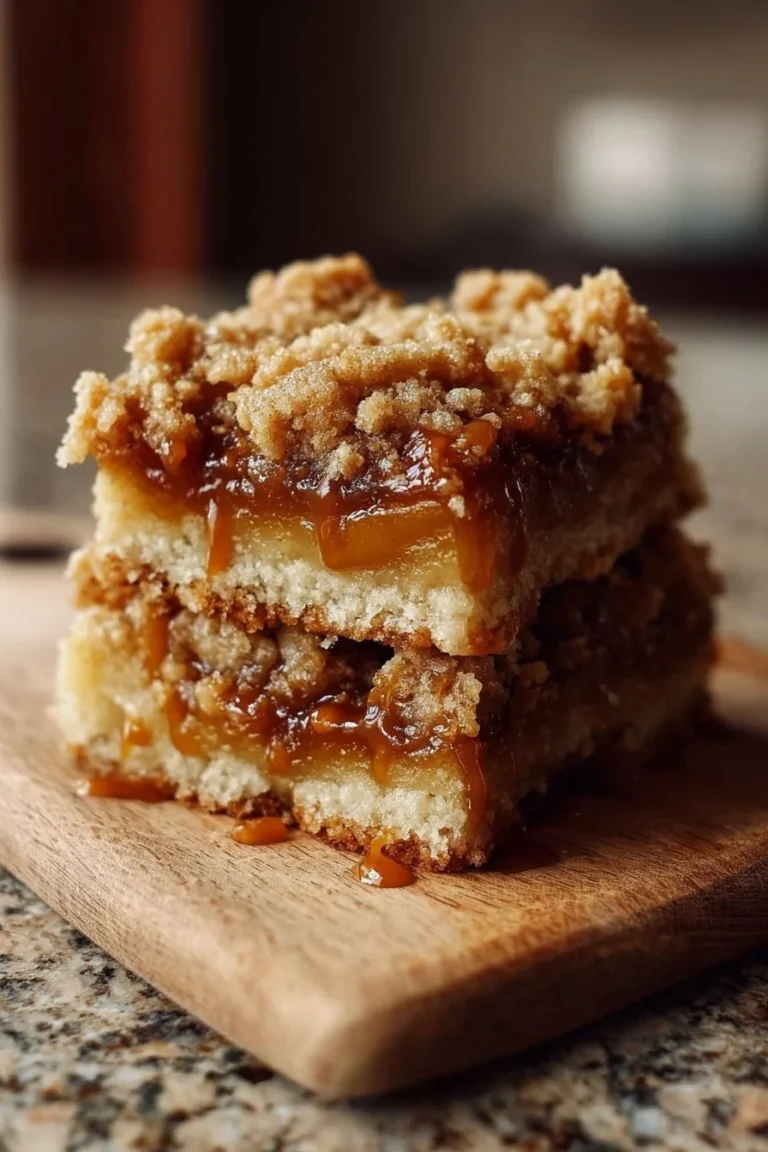 Delicious Salted Caramel Apple Crumble Bars with a golden crust and rich filling