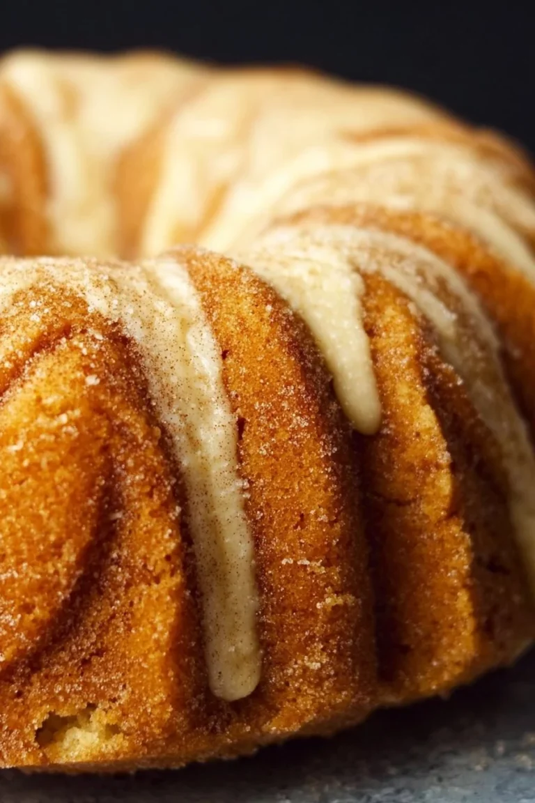 Delicious Snickerdoodle Bundt Cake with cinnamon-sugar topping, served on a plate.