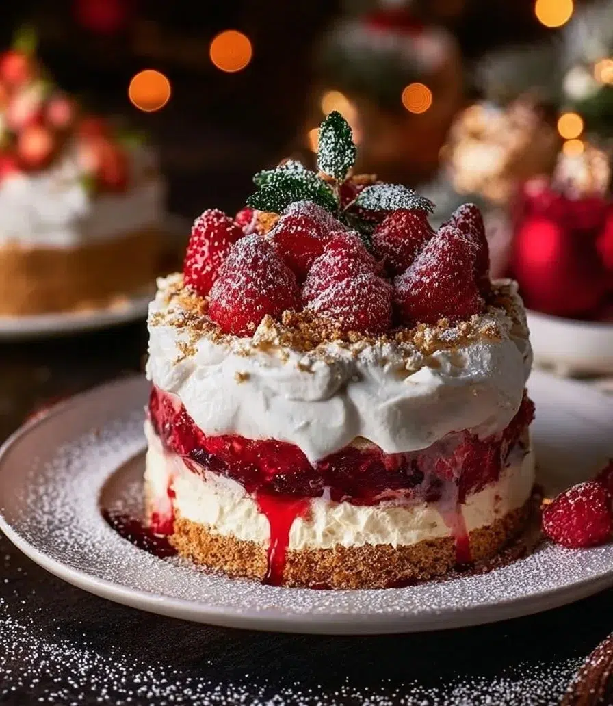 Variety of stunning Christmas desserts arranged on a festive table.