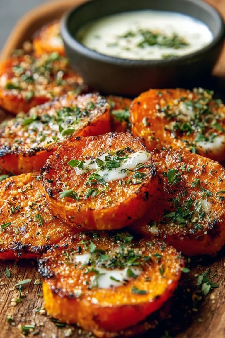 Crispy herbed sweet potatoes served with garlic lemon aioli on a plate