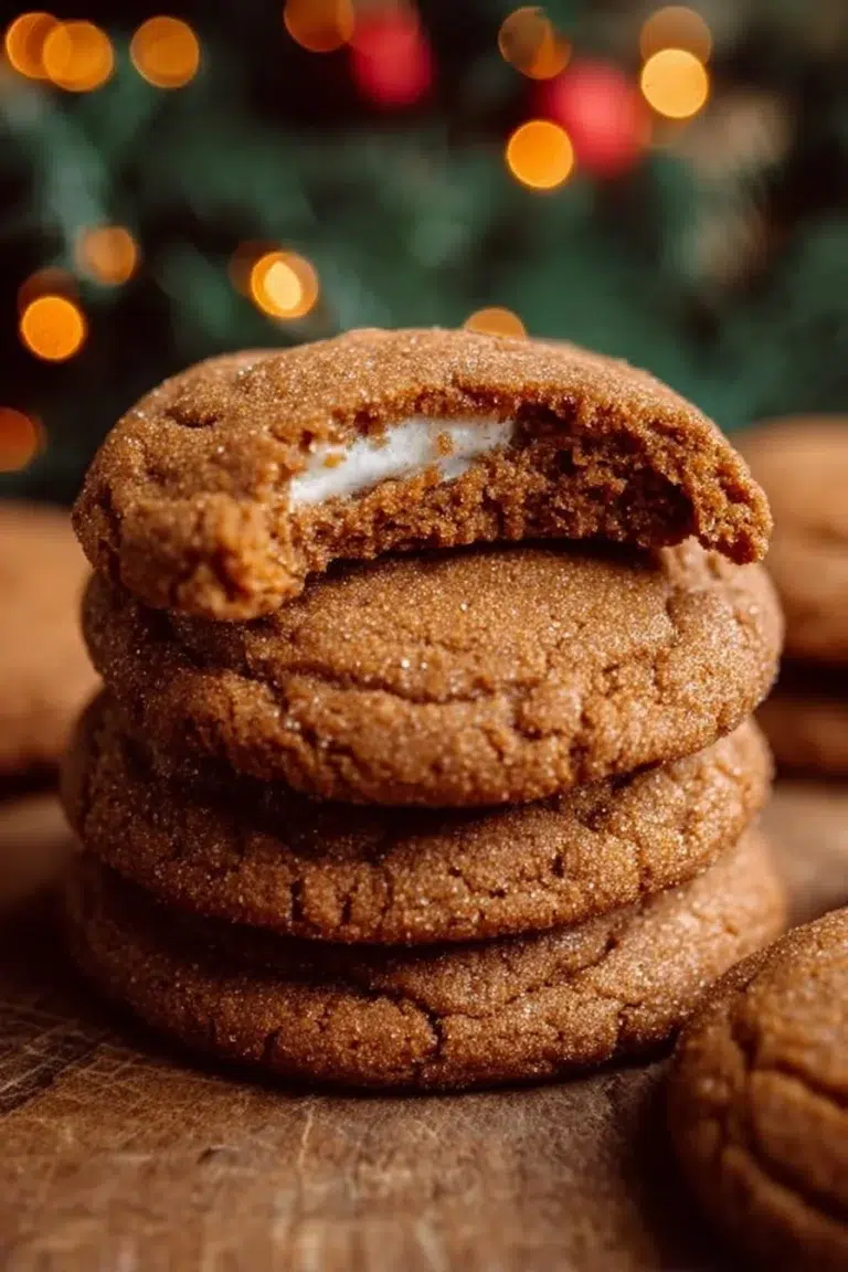 Gingerbread Cheesecake Cookies decorated with icing on a festive plate