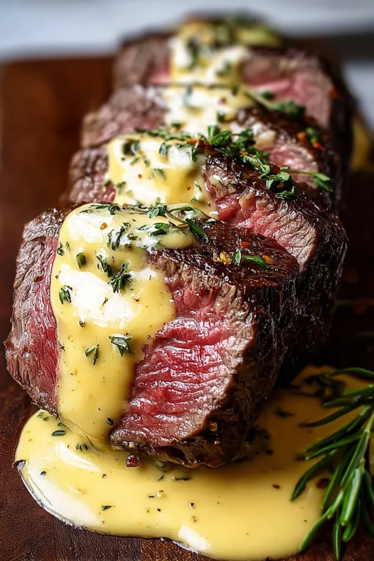 Perfectly seared beef tenderloin served with creamy Béarnaise sauce