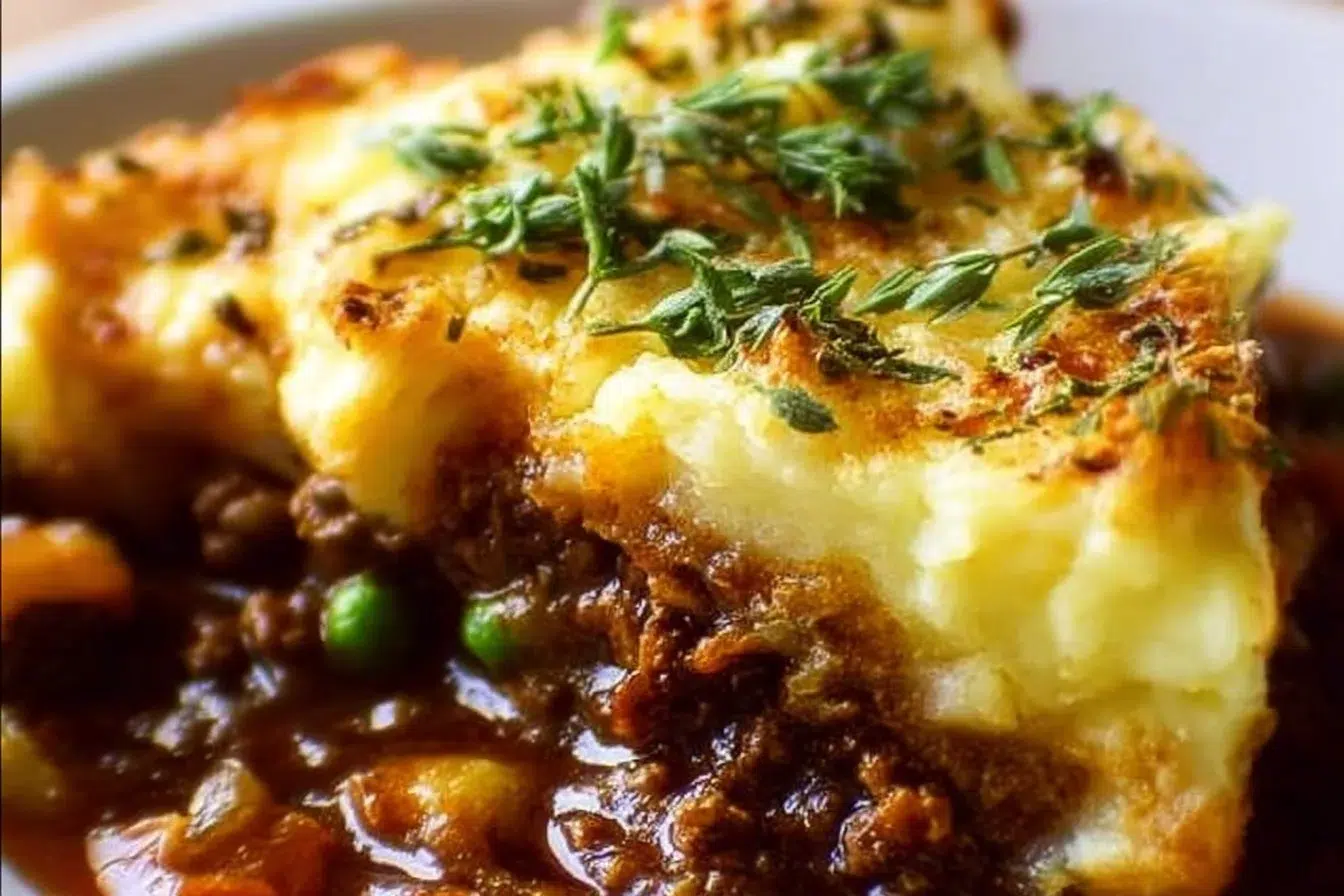 Delicious homemade Shepherd's Pie with mashed potatoes on top