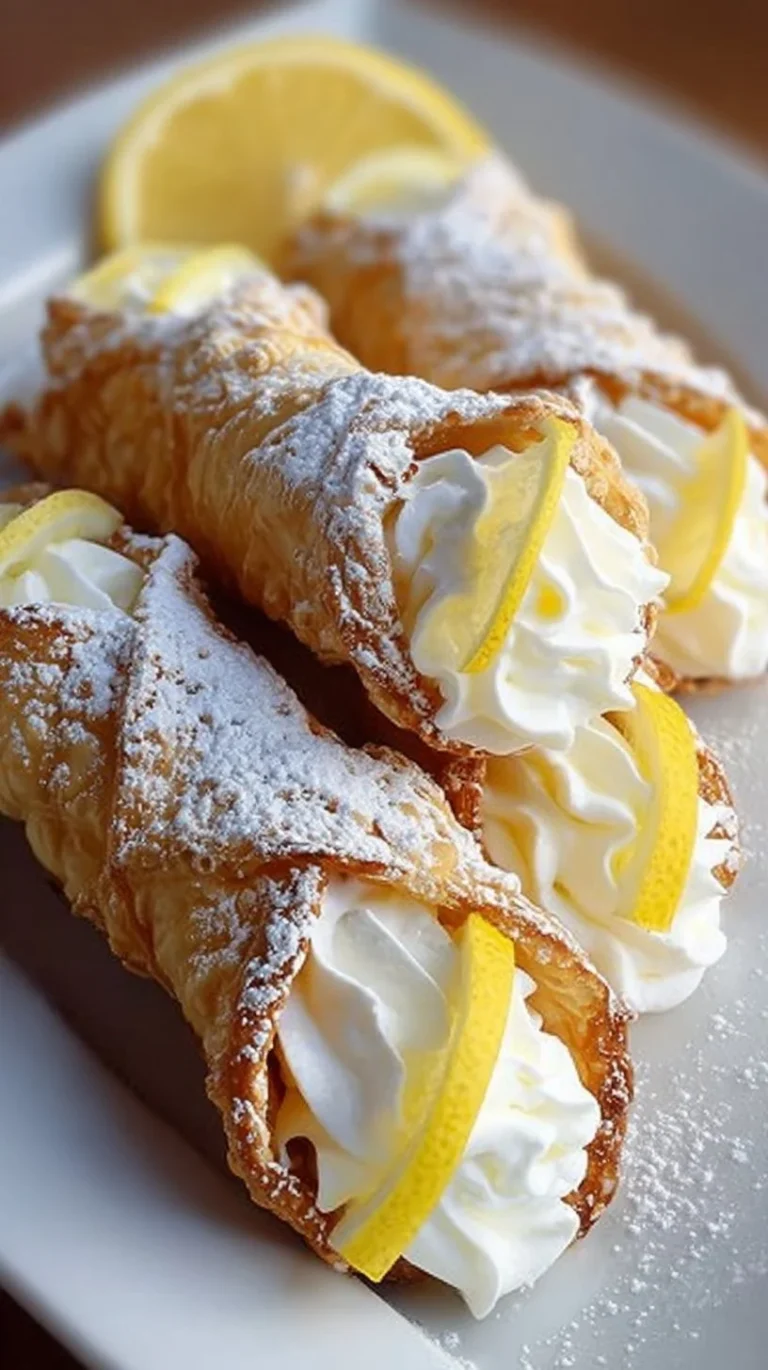 Lemon Meringue Pie Cannoli with creamy filling and crispy shell