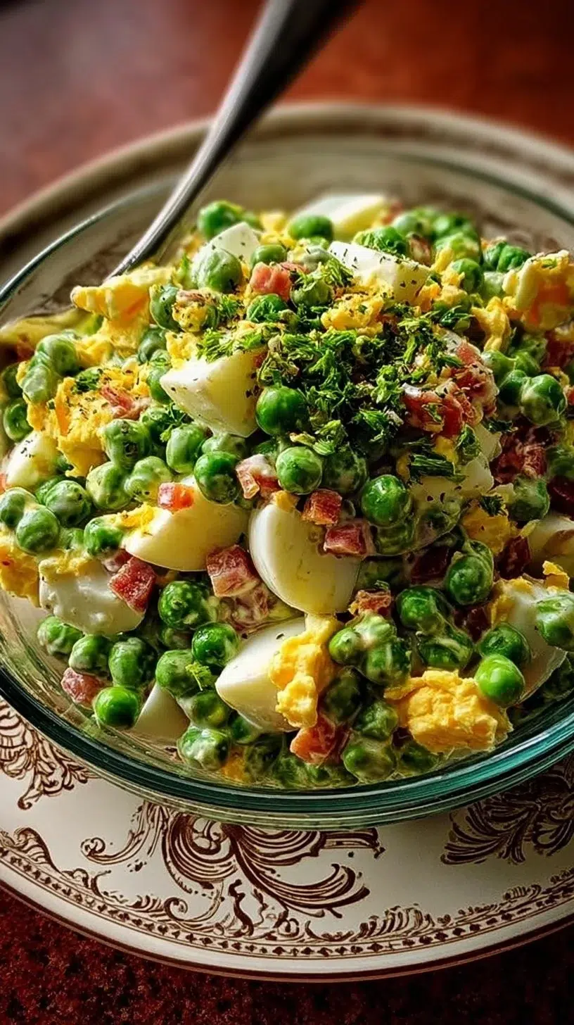 Bowl of Old-Fashioned Southern Pea Salad with fresh ingredients