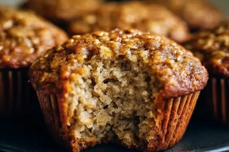 Delicious banana oatmeal muffins fresh out of the oven