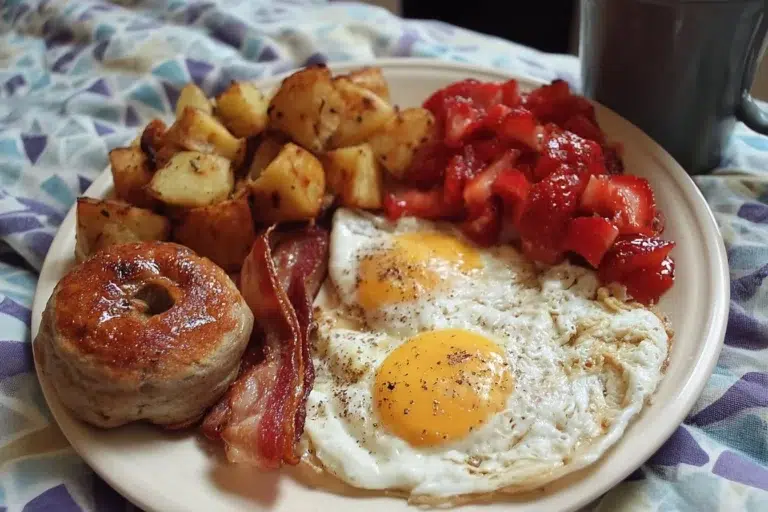 A beautifully arranged breakfast with colorful dishes and healthy options.