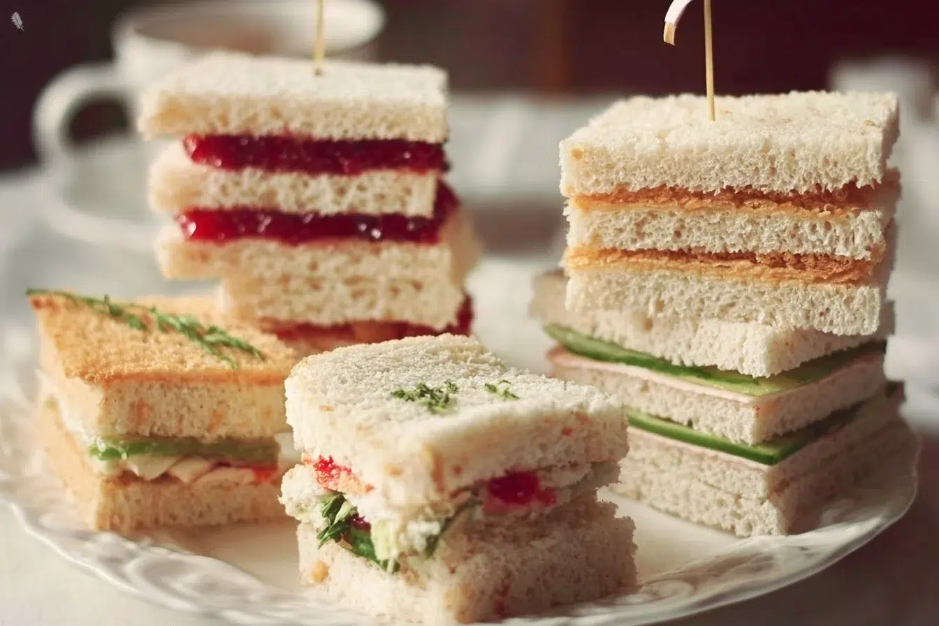 Delicious sweet and savory tea sandwiches perfect for afternoon tea.