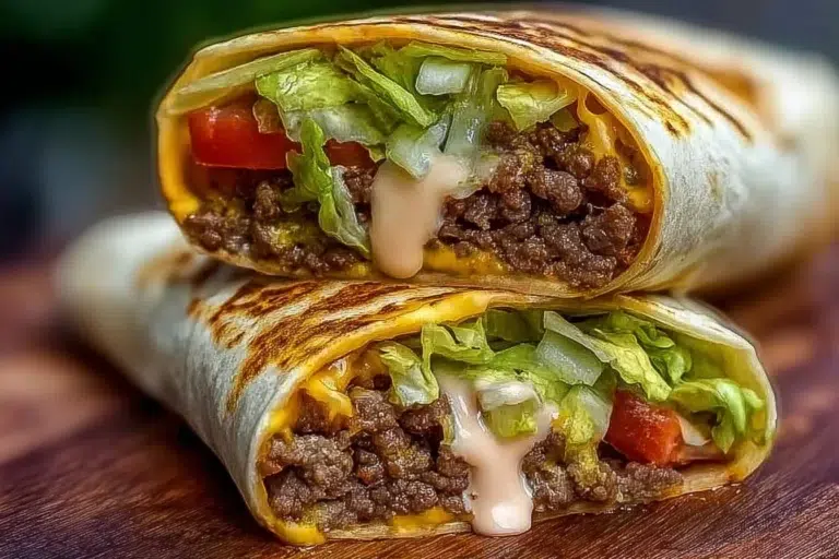 Big Mac Wraps featuring juicy beef, lettuce, cheese, and special sauce in a wrap