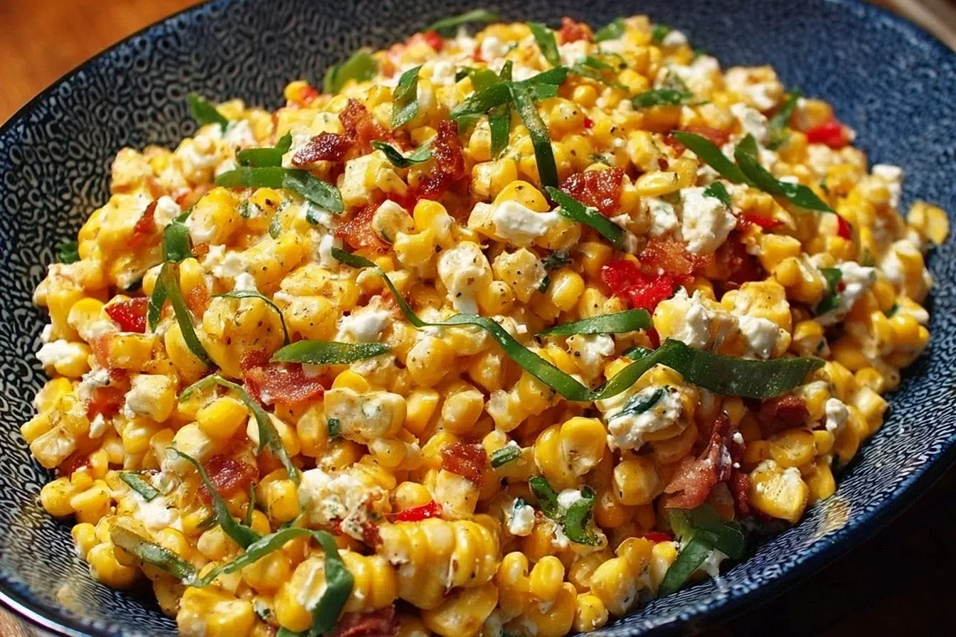 Bowl of Crack Corn Salad with fresh ingredients and vibrant colors