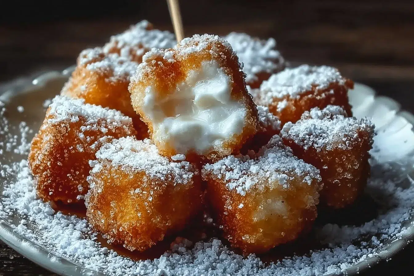 Delicious deep-fried marshmallows served on a plate