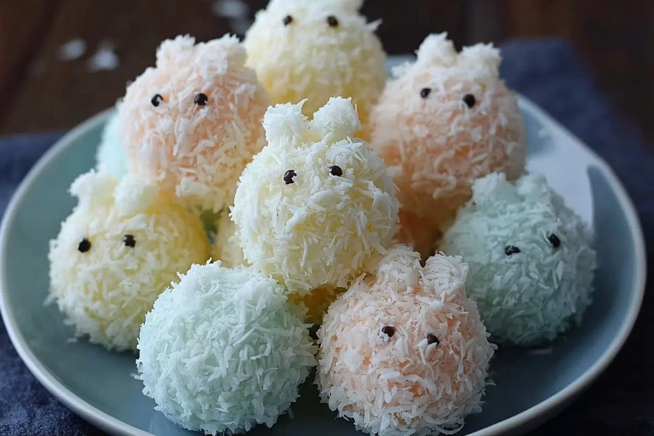 Easter Bunny Coconut Tails decorated for a festive celebration