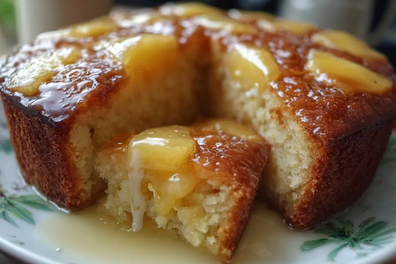 Easy Easter Pineapple Heaven Cake with layers of pineapple and cream