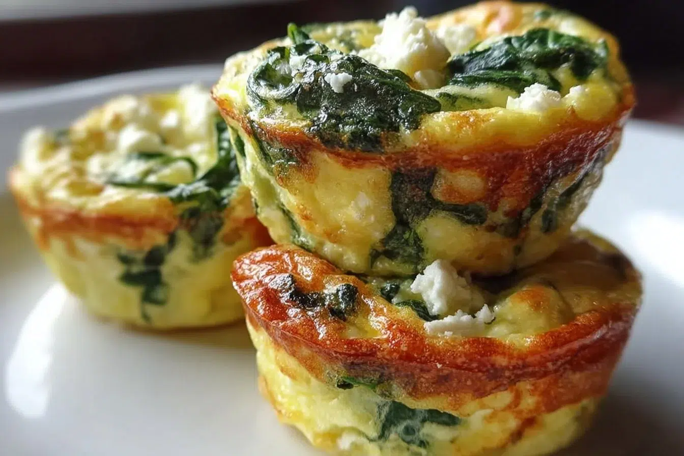 Delicious egg muffins filled with spinach and feta cheese