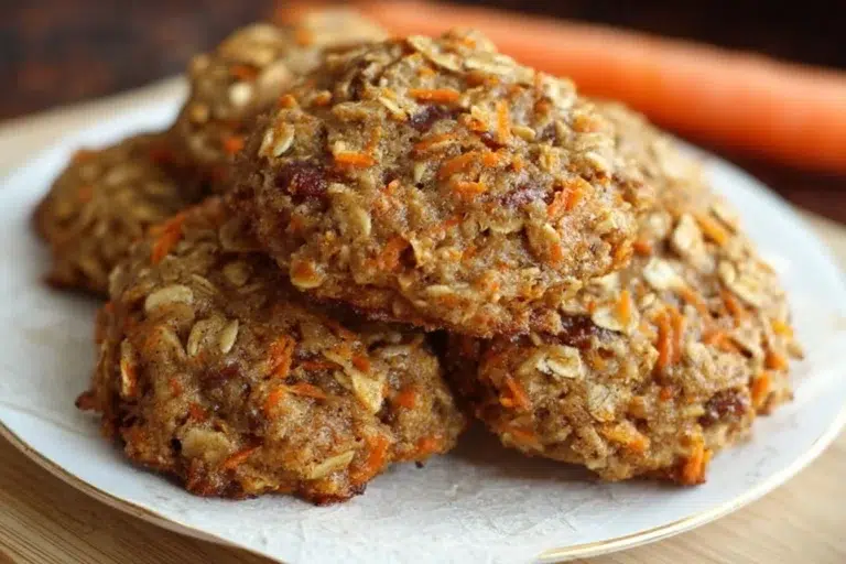 Healthy carrot cake oatmeal cookies with oats and spices