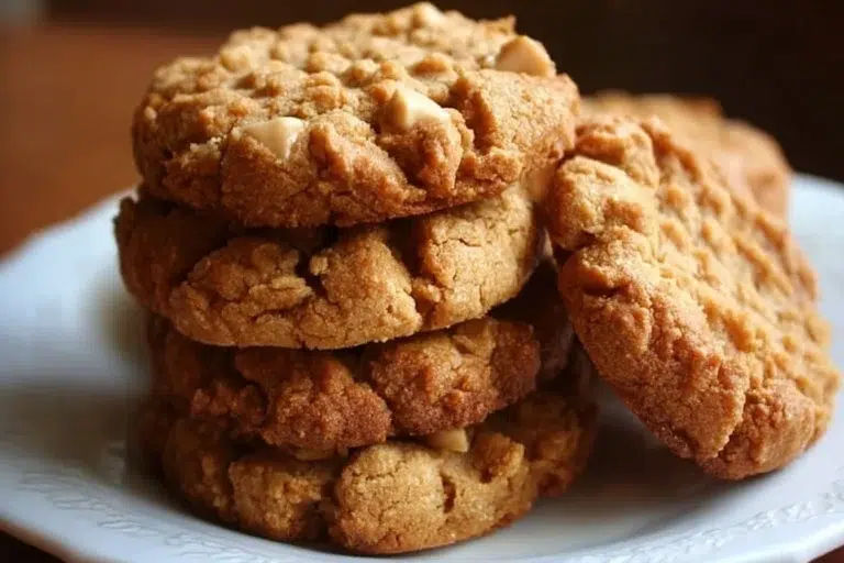 Plate of healthy peanut butter cookies made with natural ingredients.