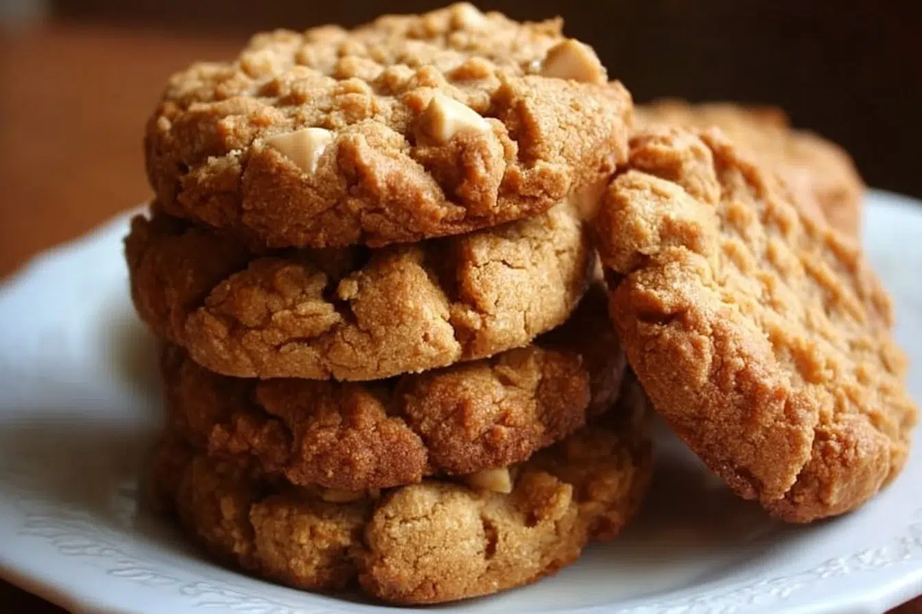 Plate of healthy peanut butter cookies made with natural ingredients.