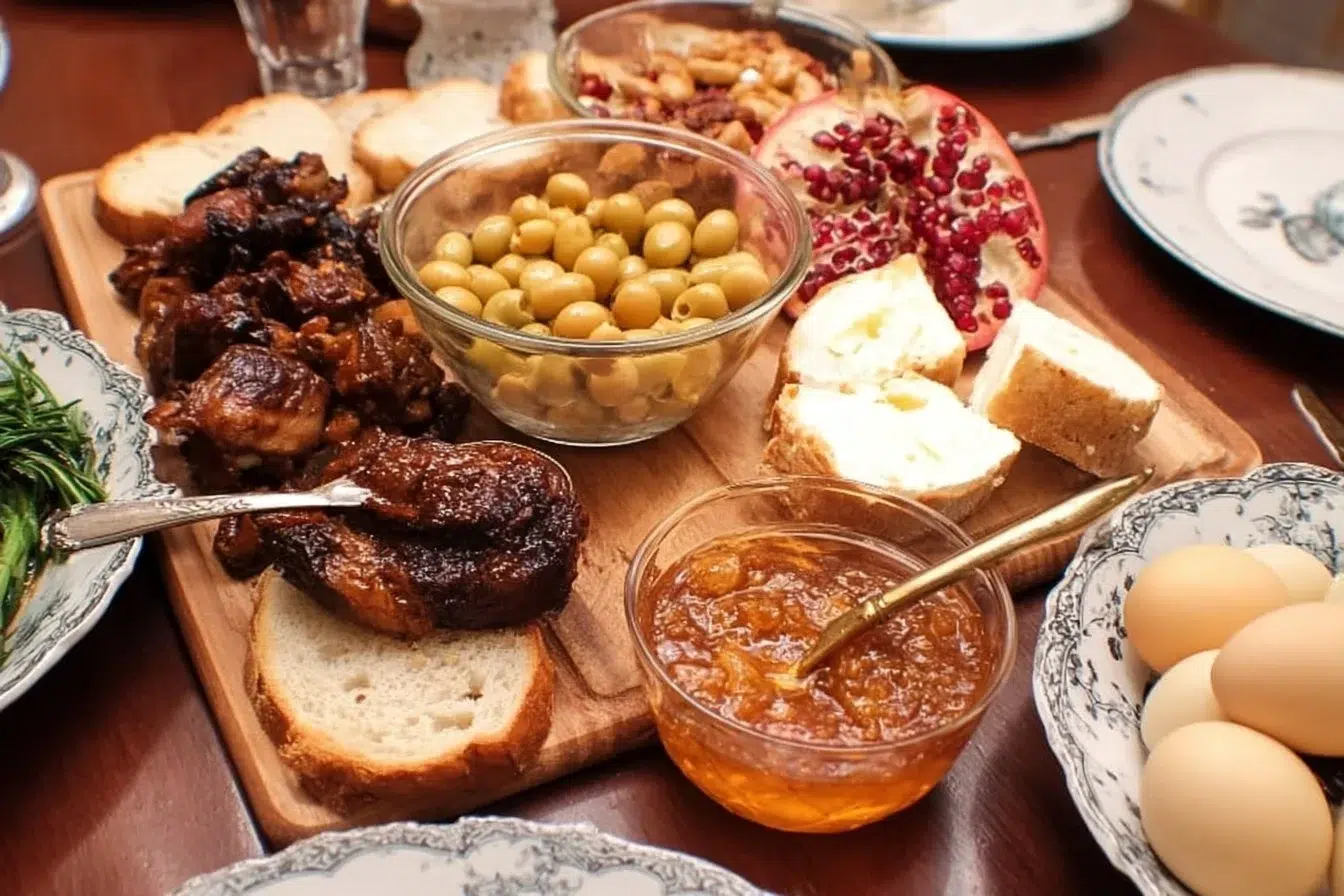 Traditional Jerusalem Easter Dinner table set for Holy Week celebration