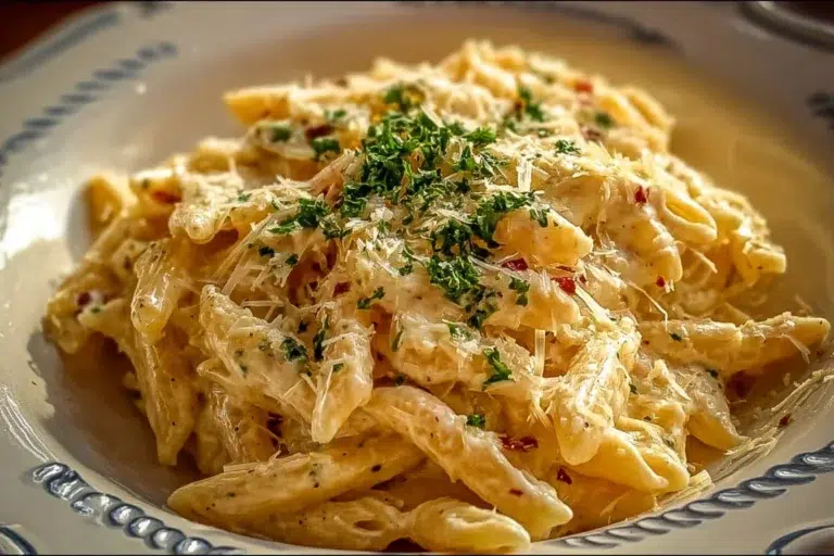 Creamy garlic pasta recipe made in one pot, perfect for a quick dinner.