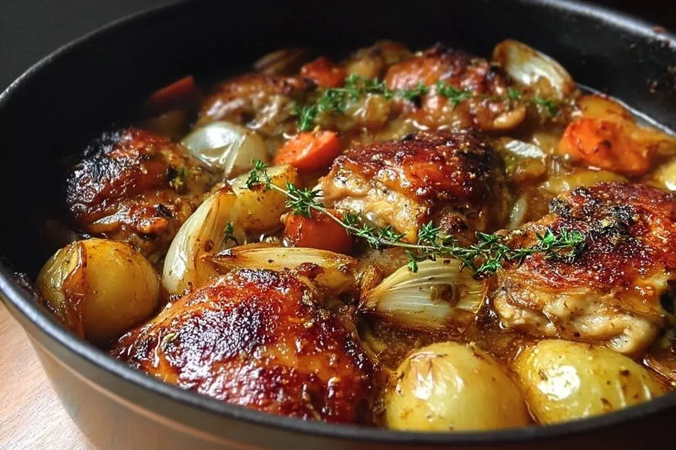 One Pot Irish Chicken dish prepared with fresh herbs and vegetables.