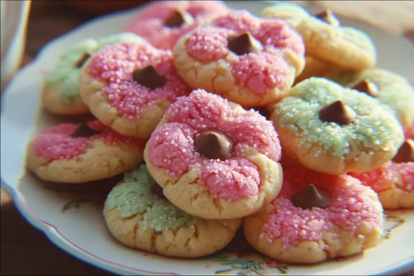 Colorful Spring Blossom Cookies decorated with floral patterns