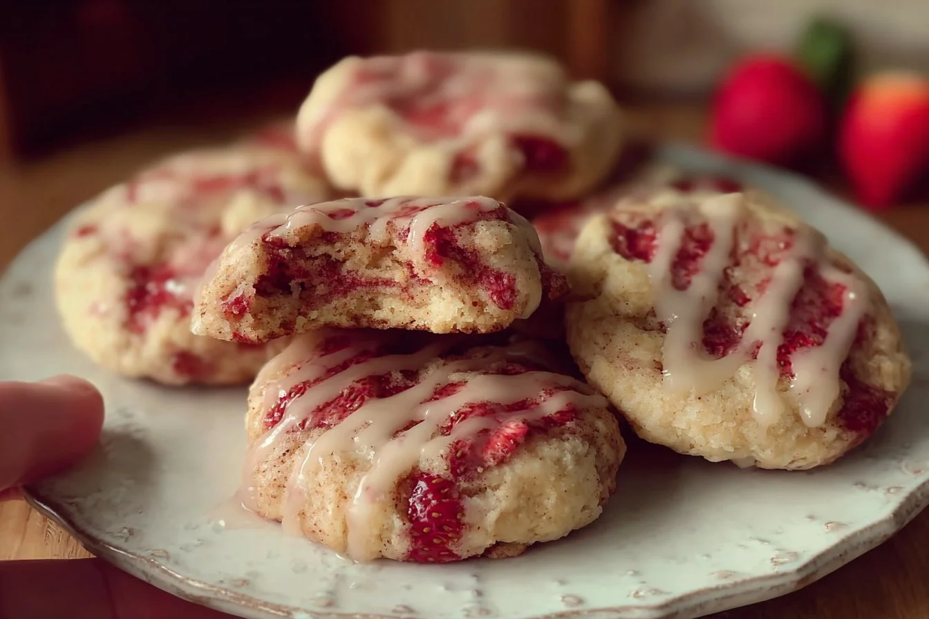 Strawberry cheesecake cookies with a fresh berry topping