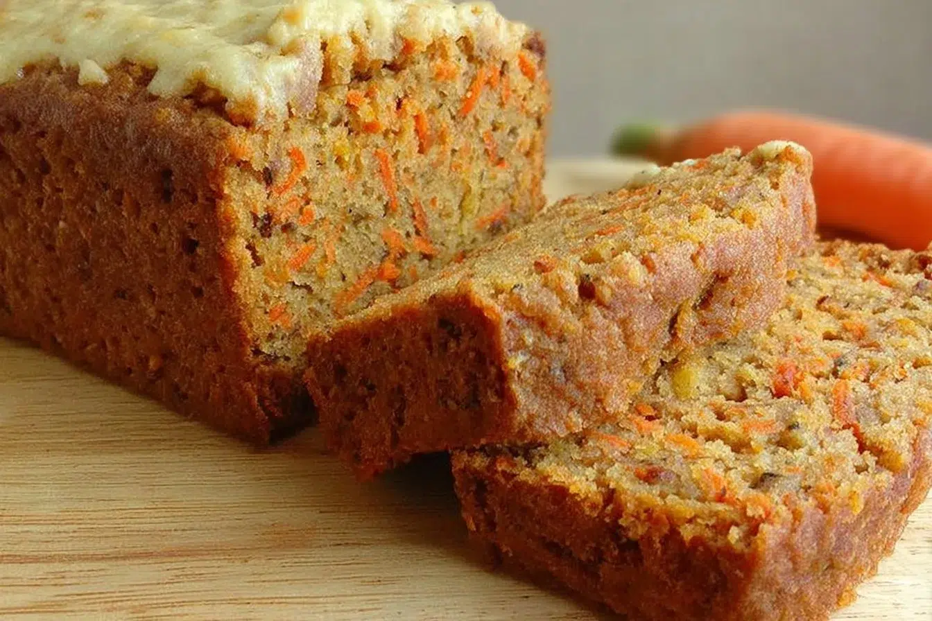 Moist and delicious carrot cake loaf fresh from the oven