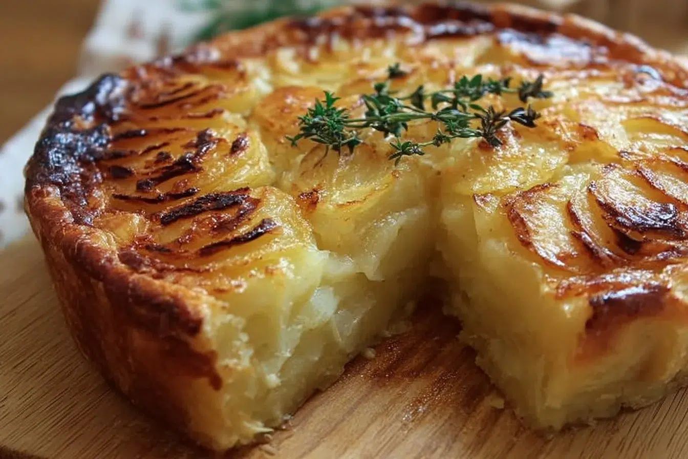Deliciously baked Irish Potato Pie with golden crust and creamy filling.
