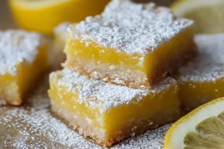Delicious homemade lemon bars with a zesty lemon filling and crumbly crust