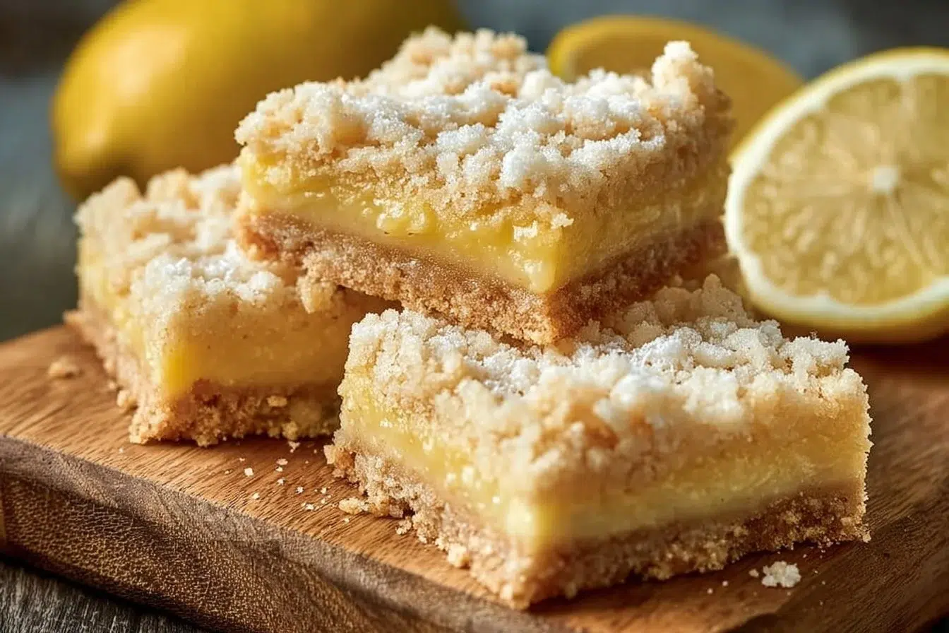 Delicious Lemon Crumb Bars with a buttery crumb topping and vibrant lemon filling