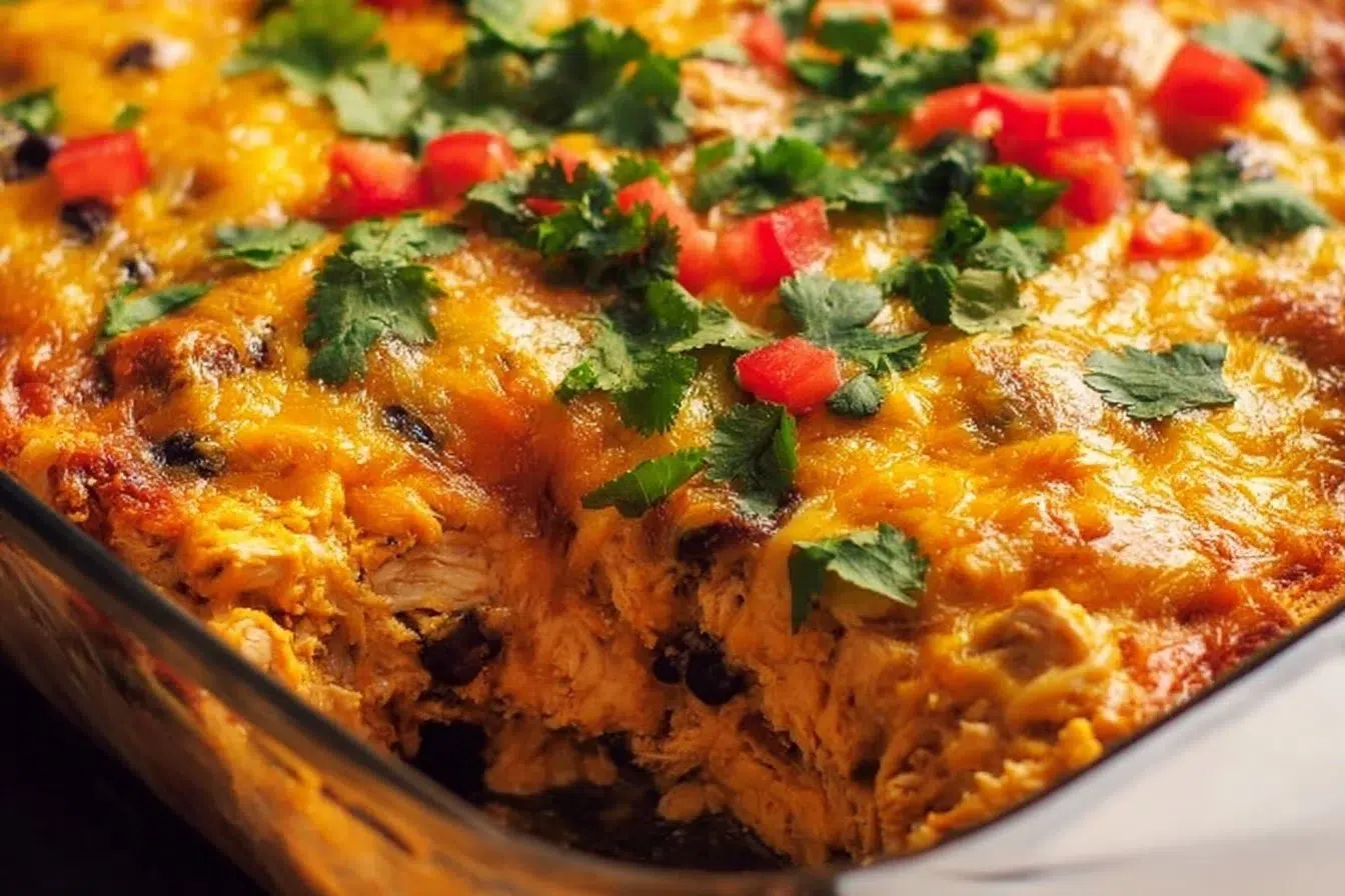 Delicious Mexican Chicken Casserole with chicken, cheese, and spices