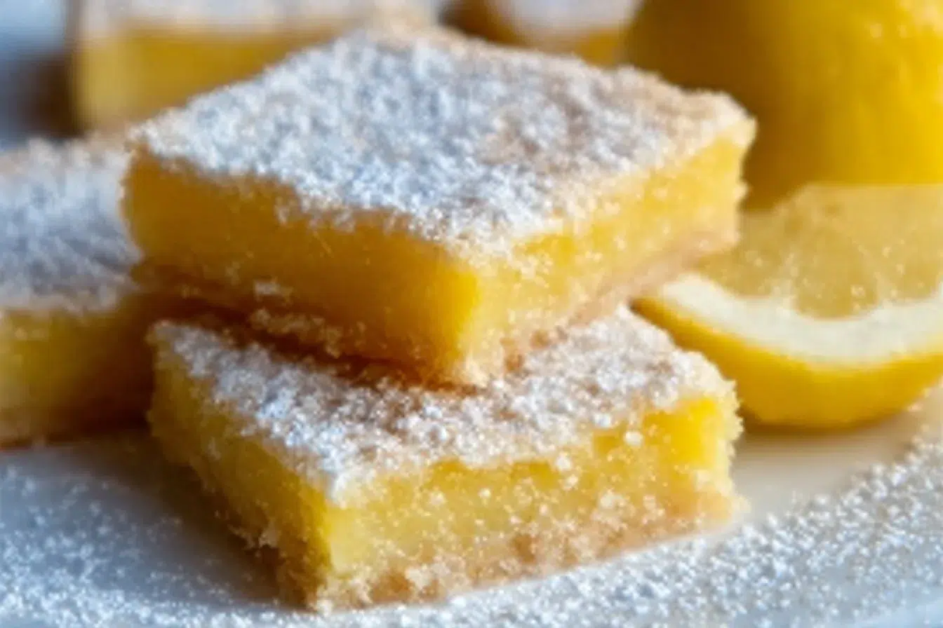 Delicious super easy lemon bars with a golden crust and tangy lemon filling